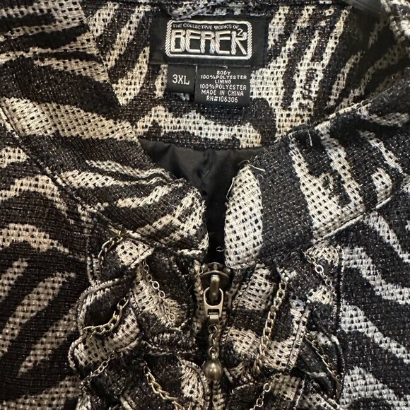 The Collective Works of Berer 2 - Black & White Zebra Zip Jacket - Size 3X - Picture 4 of 5